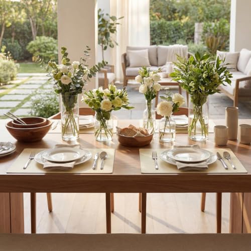 Artoid Mode Cream Faux Leather Placemats Set of 4 - color: Beige, size: 12" x 18", Rectangular Set of 4