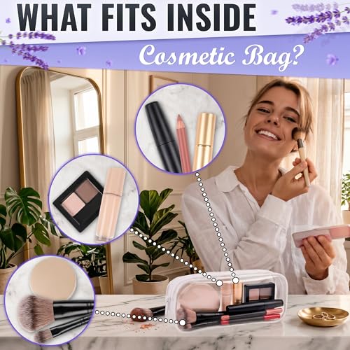 KETAR 2 Pcs Small Clear Makeup Bag for Purse, PVC Plastic (Black and White) - color: Clear Small Makeup Bags (2 Pcs)