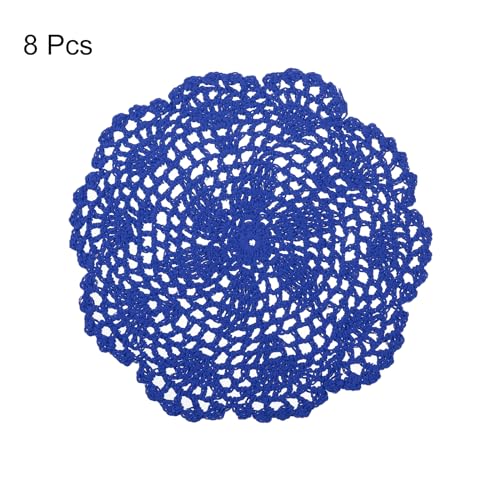 uxcell Crochet Doilies Round Lace Placemats 8" Bright Blue 8Pcs - color: Bright Blue