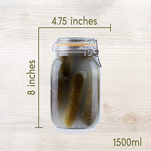 Glass Jars with Airtight Lids 50 oz [Set of 2] - size: 50 oz