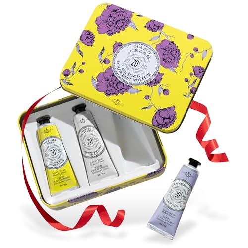La Chatelaine Hand Cream Gift Set for Women, Mom, Sister, Travel Size, Natural Hand Cream Made in France with 20% Organic Shea Butter (Citrus Fizz, White Grapefruit, & Lavender) 3 x 1 fl. oz - style: Chartreuse Trio