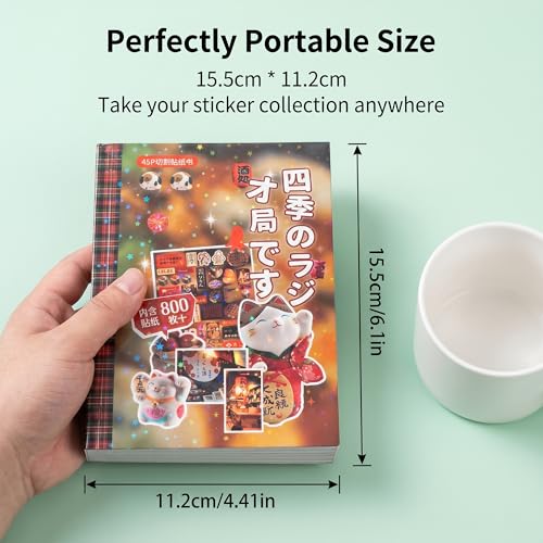 Tmtains 800+Pcs Japanese Sticker Book for Scrapbook Junk Journal (Seasons) - color: Ae-brown
