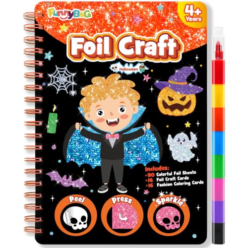 FUNNYB&G Halloween Foil Art Craft Kit for Kids, Halloween Toy Gift for Kids - style: Halloween