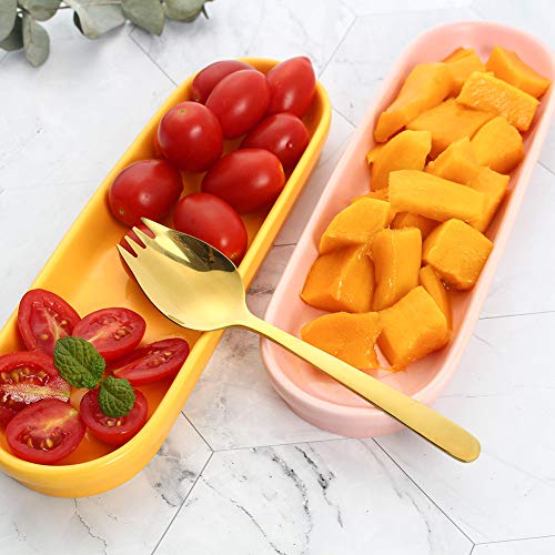 JUCOXO Sporks 4 Pack Stainless Steel Sporks 5.9 inch Spork Spoon for Ice Cream Spoon Salad Forks, Fruit Appetizer Dessert Spoons (Multicolor) - color: Rainbow, Blue, Purple, Gold