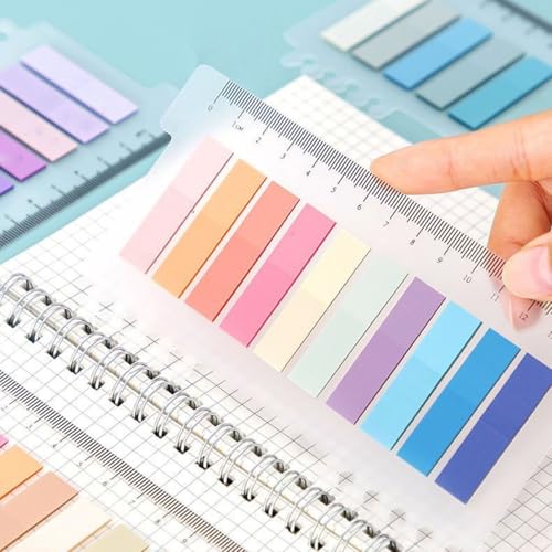 8PACK Sticky Tabs, Transparent Sticky Notes Flags Pastel Book Tabs Writable Annotation Tabs Morandi Page Markers Clear Index Tabs with Ruler Translucent Index Stickers for Books Office Supplies