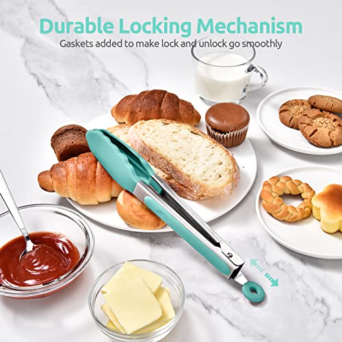 U-Taste Kitchen Tong for Cooking, 600ºF Heat-Resistant Silicon, 9"/Aqua Sky - color: Aqua Sky, size: 9 inch
