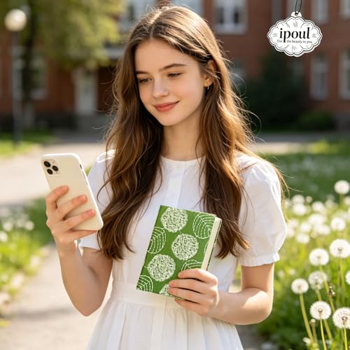 Embroidered Mini Notebook for Girl, Small Fabric Hardcover Journal, A6, 264 Pages, 4x6 Lined Notebook & unlined Sketchbook, Cute Diary, Pocket Notepad Kids Journal, Green Leaf. - color: A6-Leaf Green