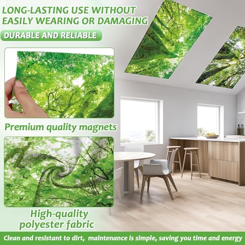6 Pcs Fluorescent Light Covers with 60 Magnets Decorative for Classroom Ceiling Lights 4 x 2 Feet Magnetic Light Cover Filter Easy Install for Office Hospital Home Ceiling Supplies (Rainforest) - color: Colorful