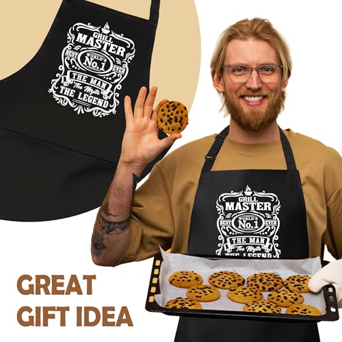 Grill Meister Funny Aprons for Men with 2 Pockets, Cooking Apron for Dad, Gag Gifts for Men, Adjustable BBQ Grilling Apron for Husband, Chef Kitchen Gifts for Birthday & Father’s Day - A16 - color: Grill Master 5
