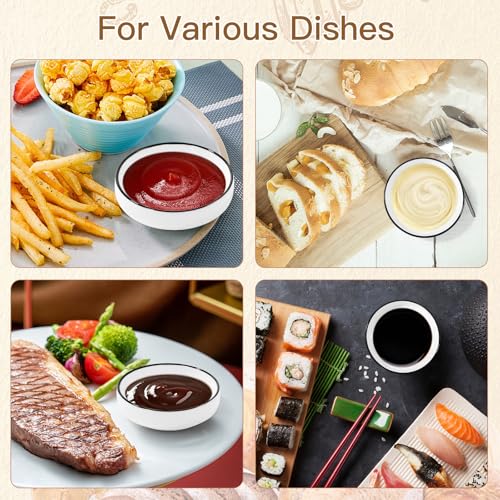 3.35 Inch Ceramic Dipping Sauce Dish Set - 4 Pcs Small Condiment Bowls for Dipping Bowls (2.5oz)