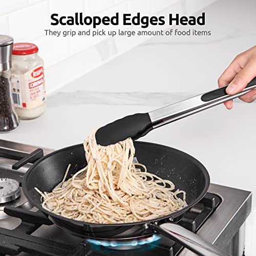 U-Taste Kitchen Tong for Cooking, 600ºF Heat-Resistant Silicone, 12in/Black - color: Black, size: 12 inch