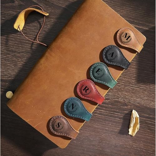 Personalized Magnetic Leather Initial Bookmark, 26 Letters Customized Multi-Functional for Women, Teachers, Book Lovers (J, Red) - color: Red, size: J