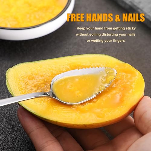 Grapefruit Spoon Serrated Edge Stainless Steel Grapefruit Utensil Tool Dessert Spoons for Citrus Dessert Kiwi Melon Lime Pitaya Apple Puree (4PCS)