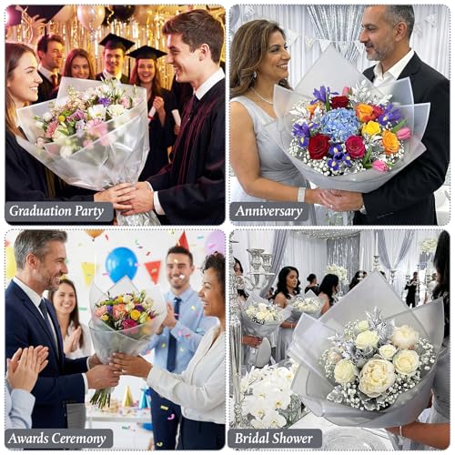 Ctosree 240Sheets Flower Wrapping Paper,Waterproof Korean Bouquet Wrap 23in - color: Silver