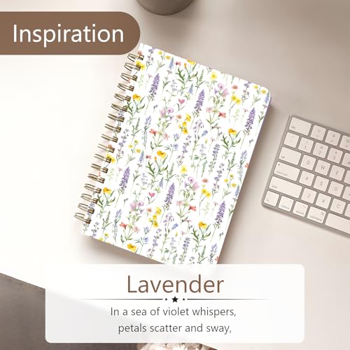 Cute Spiral Notebook Journal A5 6x9 Note Book with Pocket, Floral - color: Line Floral