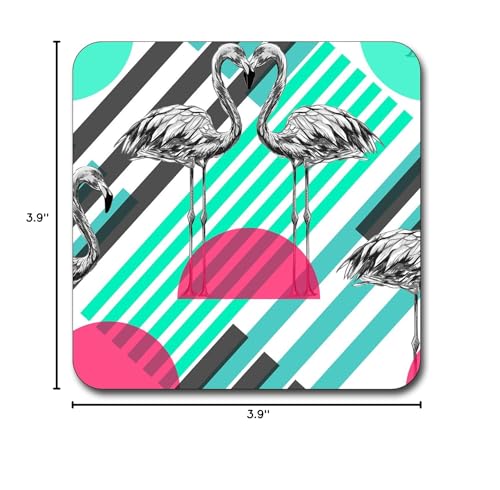 Beautiful Flamingos Pattern Square Coaster Set of 4 - color: Beautiful Flamingos Beautiful Flamingos Pattern Square