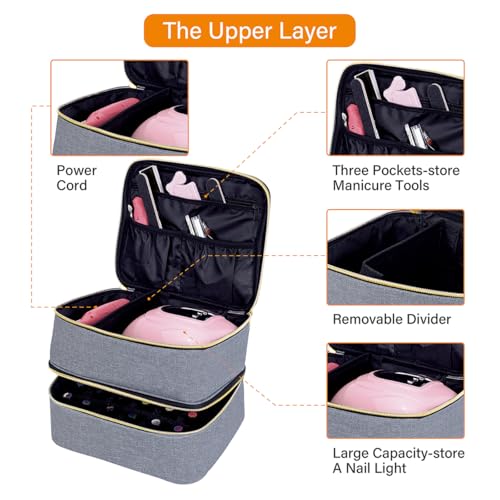 Nail Polish Organizer Holds 30 Bottles (15 ml/0.5 floz),Gray Gold - color: Gray Gold