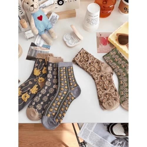 Lavish Lavender Argyle Frill Socks for Women, Dress Socks - color: 5pair-flower