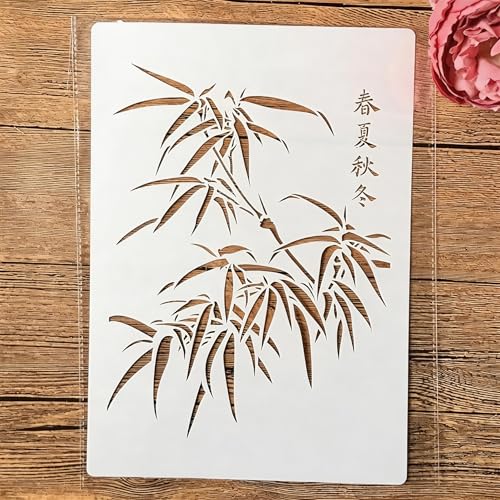TIAMECH A4 Reusable Bamboo Stencil for Painting - style: Bamboo