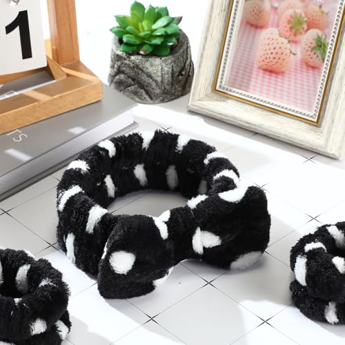 Hanaive 3 Pcs Spa Headband and Wristbands for Washing Face, Polka Dot - style: Polka Dot