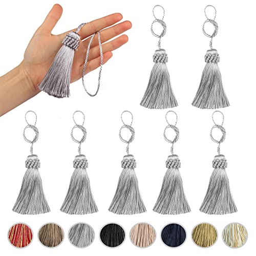 8PCS Tassel Key Colorful Tassel for Cord Loop,Elegant Handmade DIY Craft Accessory Home Decoration (Silver) - color: Silver