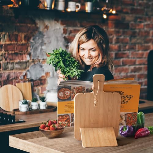 Adjustable Bamboo Cookbook Stand with Conversion Chart