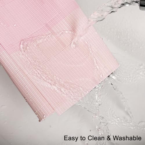 Placemats Set of 4, Vinyl Woven Heat-Resistant Place Mats - color: Beige Pink, size: Set of 4