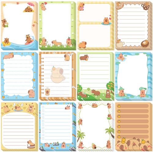 Chiisong 12 Pcs Capybara Sticky Notes Gifts Cute Sticky Notes - style: Capybara