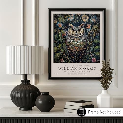 Poster Master Owl Print - William Morris Poster - Botanical Illustration - Floral Exhibition Wall Design - Flower & Animal Artwork - Aesthetic Office, Living Room or Bedroom Decor - 8x10 UNFRAMED Wall Art - color: Style-09, size: 8"L x 10"W