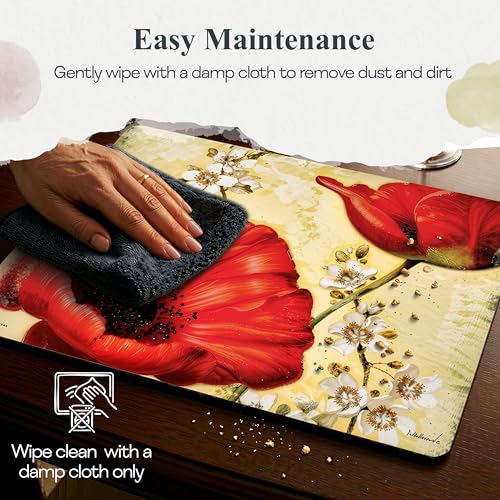 Pimpernel Poppy de Villeneuve Placemats - Gold, Set of 4 - size: 15.7" x 11.7" Rectangular, style: Poppy de Villeneuve