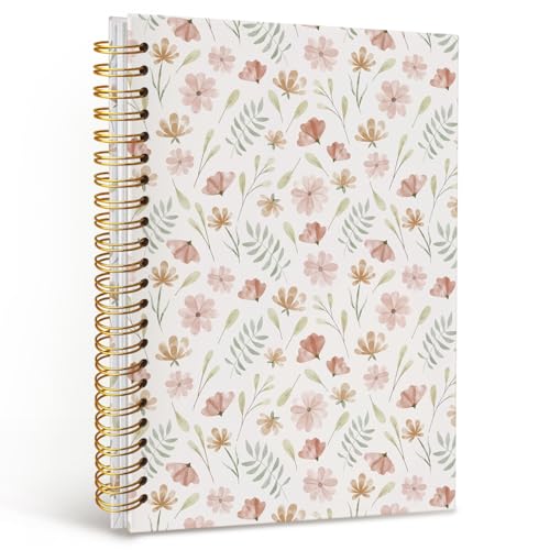 MOFUYU Cute Spiral Notebook Journal for Women,Floral Notebook - color: Floral(pink)