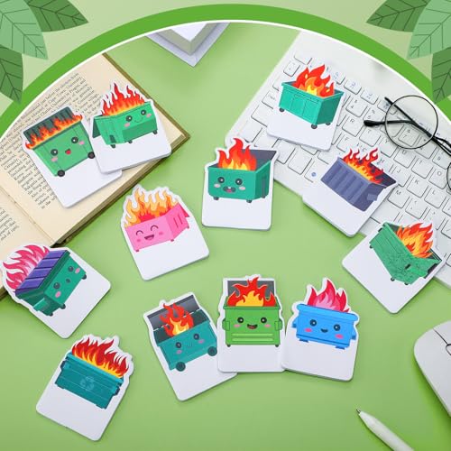 Yinder 24 Pads Fun Sticky Notes Kawaii Dumpster Fire Memo Pad Bulk - color: Multicolor, size: Dumpster