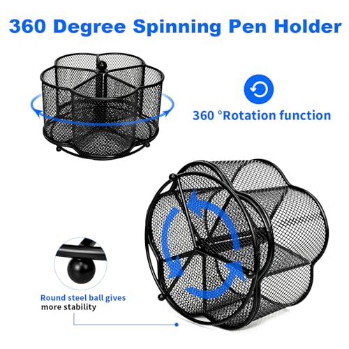 Pen Holder for Desk,360-Degree Rotating Pencil Organizer - color: Plum shaped