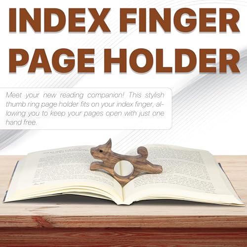 Walnut Dog Book Page Holder, Smooth Finish Wood Book Holder for Reading, Ideal Book Reader Gifts, Book Worm Gifts for Women, Thumb Book Page Holder - for Book Lovers & Literary Gifts (Mini) - size: Mini