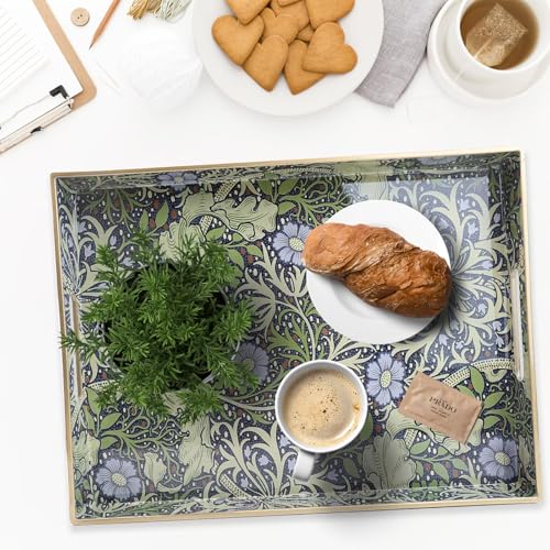 Spsyrine Plastic Serving Tray with Handles for Coffee Table, Seaweed - color: Multi H