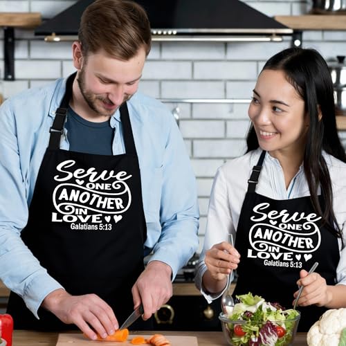 Funny Aprons for Men，Women - color: Serve One Another in Love