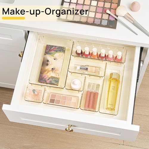 Vtopmart 25 Pack Plastic Drawer Organizers with Anti-slip Rubber Pads - color: Transparent Champagne