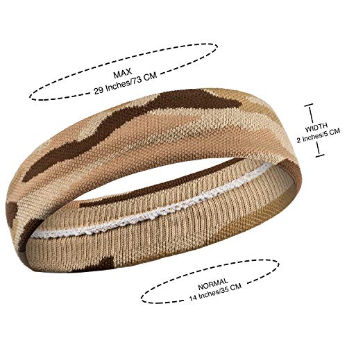 Suddora Camo Headband/Wrist Band Set - Camouflage Sweatbands for Basketball, Tennis, Working Out, Gym - color: Camo Tan