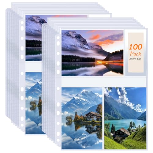 100 Pack Photo Sleeves Holds 600 4"x6" Photos, Clear Photo Page Protector for 3 Ring Binder, Double-Sided Photo Album Refill Pages Photo Pockets Photo Sleeves (4" X 6") - size: 4" X 6"