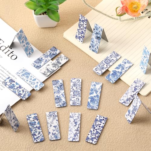 Chinoiserie Magnetic Bookmarks Gifts - 30 Pcs Blue and White - style: Chinoiserie