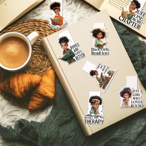 Black Girl Reading Bookmark - 12 PCs African American Women Magnetic Book Mark Inspirational Bulk Aesthetic Magnets Page Markers for Bookish Lovers Students Teachers School Birthday Gift - style: Black Girl Reading