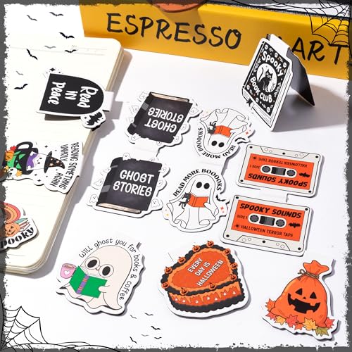 10Pcs Halloween Ghost Magnetic Bookmarks - Funny Spooky Reader Bookmarks for Reading, Cute Ghost Pumpkin Book Mark Clips Fall Page Markers for Book Lover Students Teachers Halloween Bookish Gifts - style: Halloween
