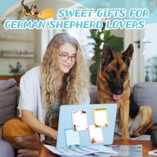 Dispowreath 24 Pcs German Shepherd Dog Sticky Notes with Pens Themed Party Favors Gifts Cute Notepad Memo Notes Pads Black Ink Ballpoint Pen for Dog Lover Christmas Gifts Office School Supplies - style: Shepherd Dog