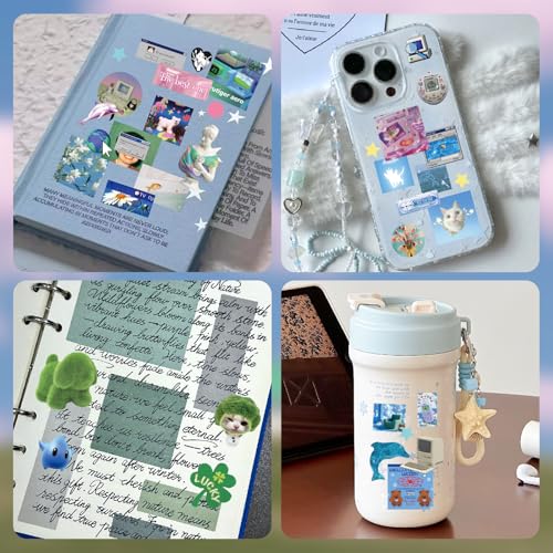 Vintage Y2K Aesthetics Sticker Book, 30 Sheets 400+ Pcs Scrapbook Stickers - color: Blue Y2k