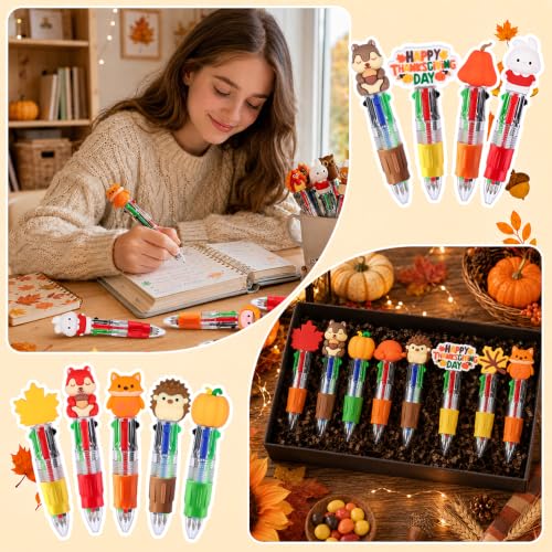 48PCS Thanksgiving Fun Pens Cute Autumn 4-in-1 Multicolor Gift Pens Bulk - style: Thanksgiving-48pcs