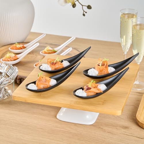 Restaurantware Black Melamine Teardrop Tasting Spoon, 4.3 In, 10 Pack - color: Black