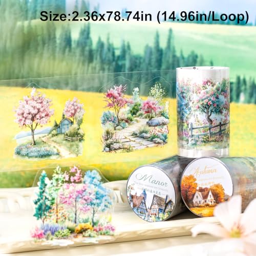 6 Rolls Four Seasons Landscape PET Tape for Scrapbook Journaling - style: Four Seasons
