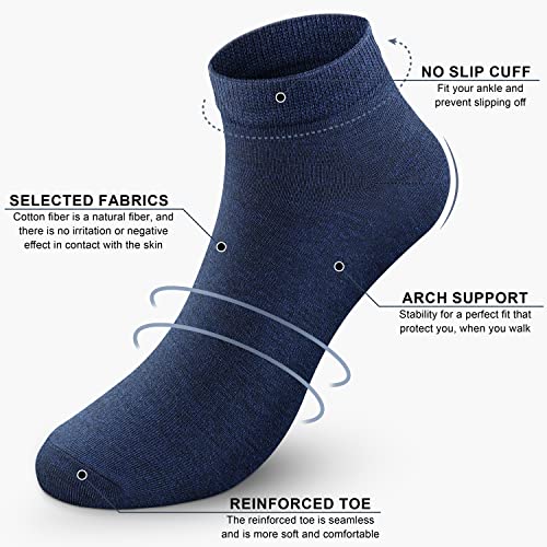 CHARKING 8 Pairs Ankle Socks for Women - Non Slip Cotton No Show Low Cut Casual Socks - color: 05 Black/Black/Black/Black/Navy/Navy/Navy/Navy