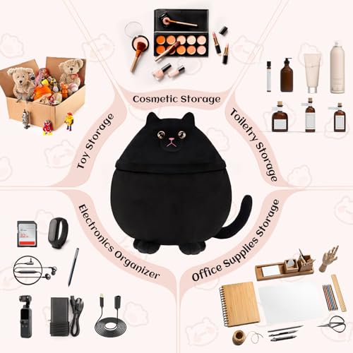 Funny Cat Makeup Bag, Large Cute Travel Toiletry Cosmetic Pouch Organizer - color: A-Cat-Black02