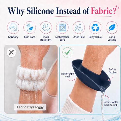 LiquiBands Face Washing Wristbands - Original Drip Catch Cuffs (Blue, L/XL) - color: Midnight Blue, size: L/XL